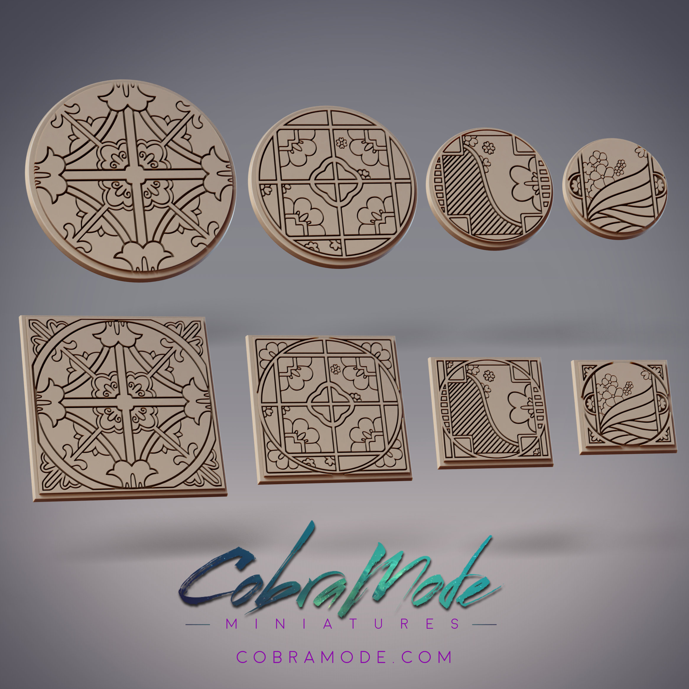 Flowery Azulej Base Pack (8pcs) - Round and Square Versions